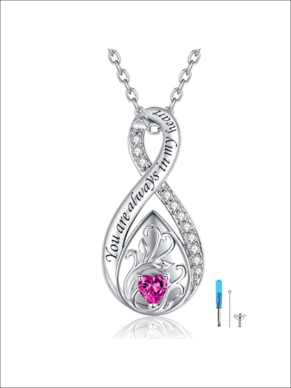 Sterling Silver Infinity Urn Necklace Ashes Keepsake Pendant Memorial Jewelry